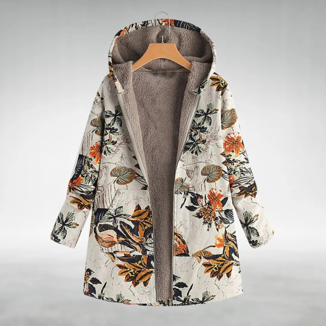 Fleur | Floral Hooded Fleece Coat