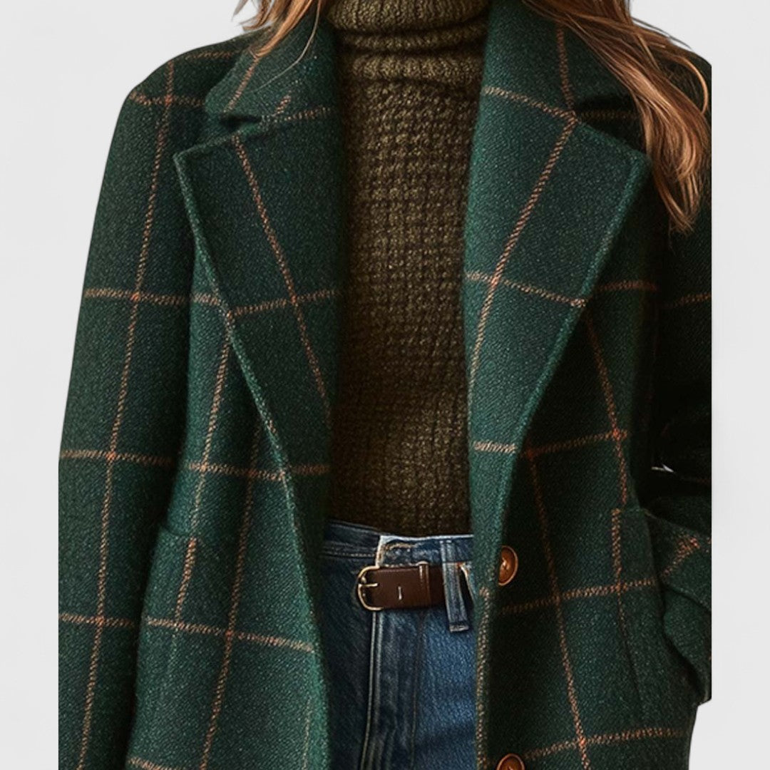 Elena | Modern Check Wool Coat