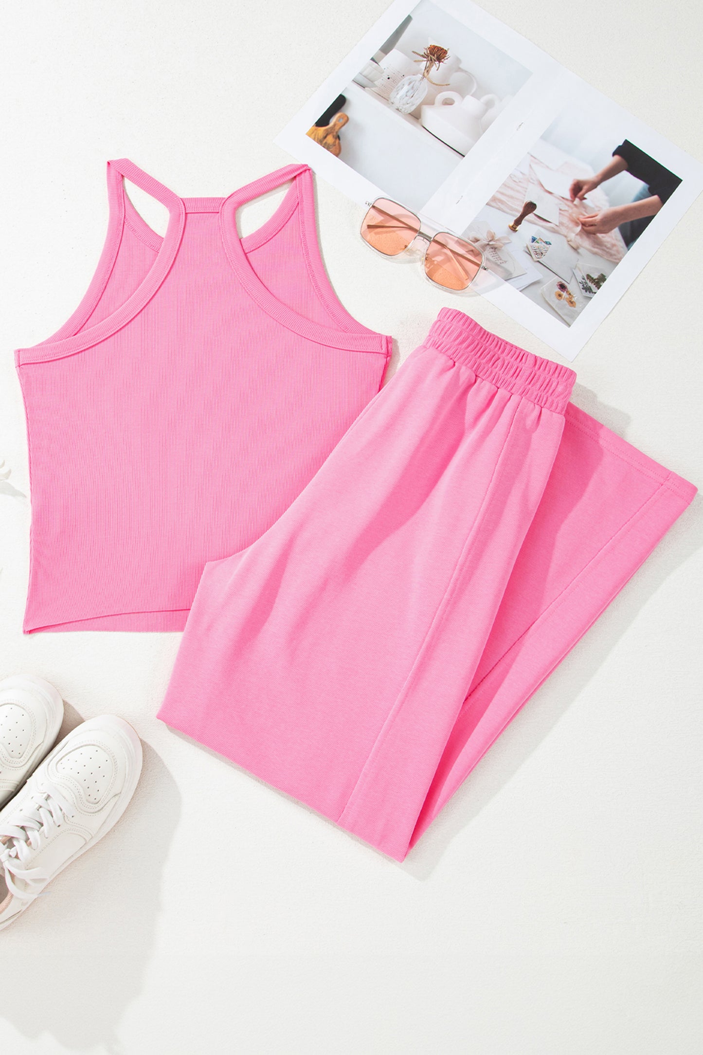 Ribbed Tank Top and Sweatpants Set