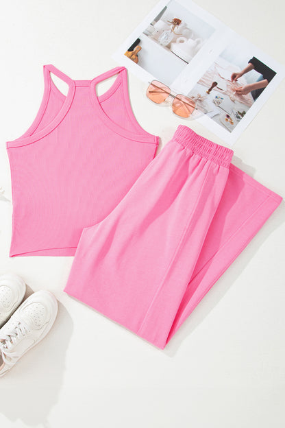 Ribbed Tank Top and Sweatpants Set