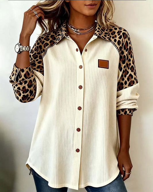 Jordana | Bold Leopard Print Button-Down Shirt