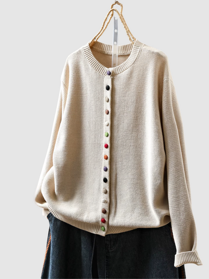 Lena | Knitted Cardigan with Colorful Buttons