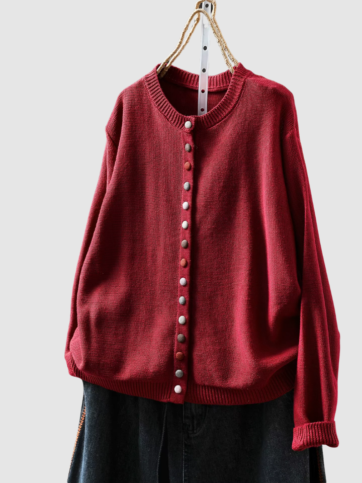 Lena | Knitted Cardigan with Colorful Buttons