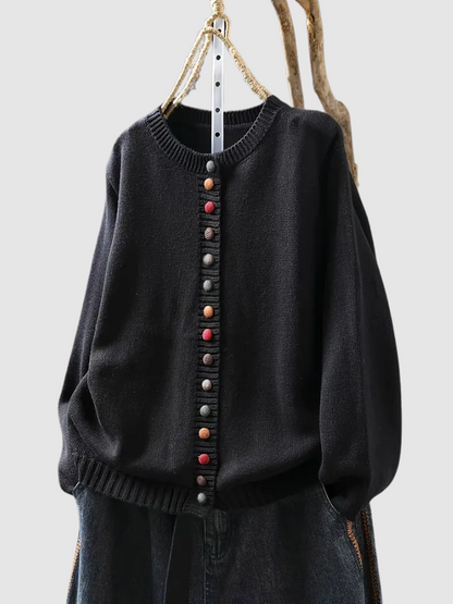 Lena | Knitted Cardigan with Colorful Buttons