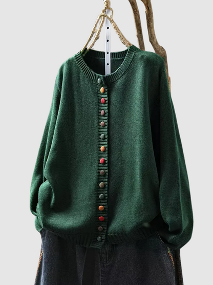 Lena | Knitted Cardigan with Colorful Buttons
