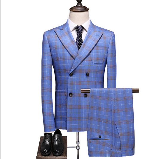 Double Breasted Plaid Slim fit suit
