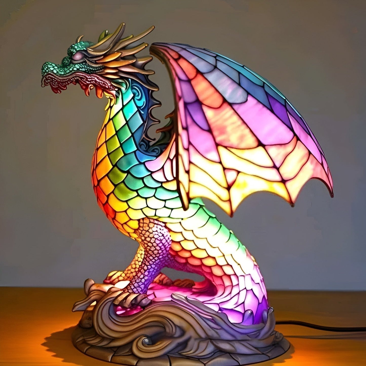 Gribouille – Magical Colored Glass Dragon Lamp