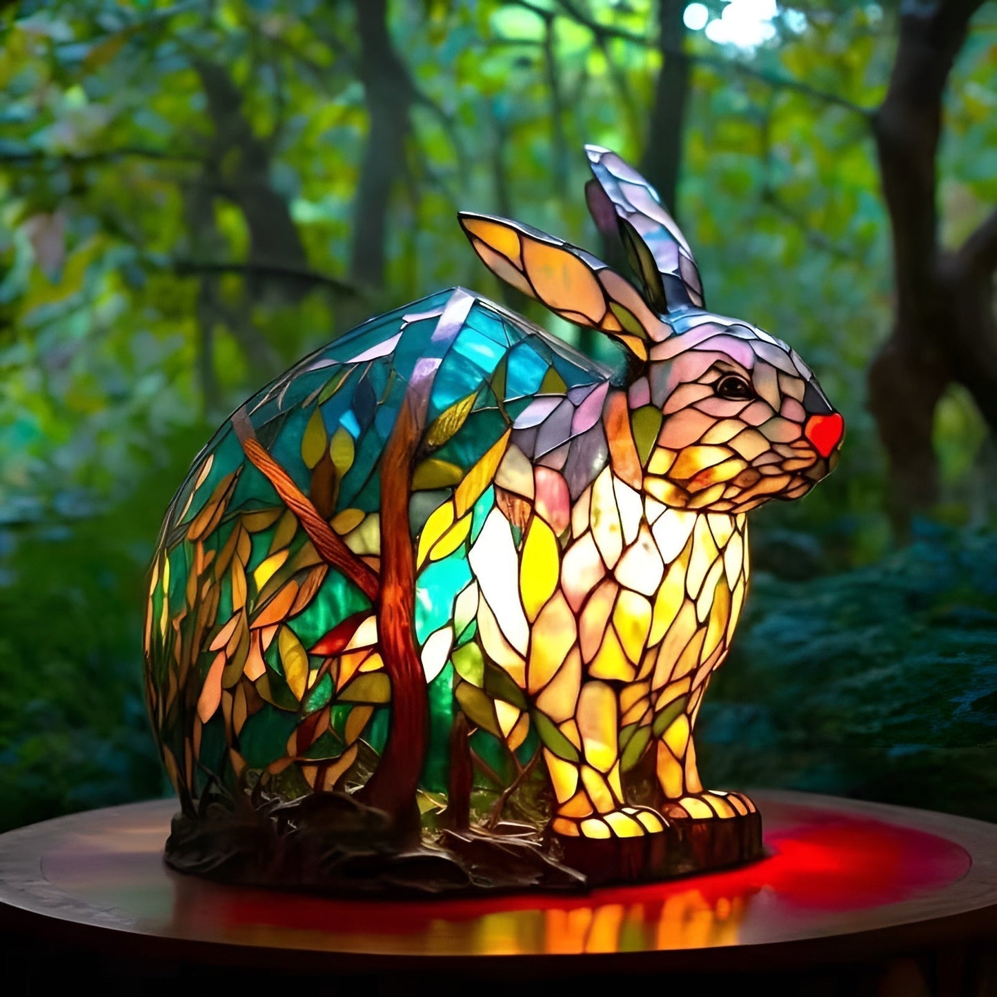 Magical coloured glass rabbit lamp
