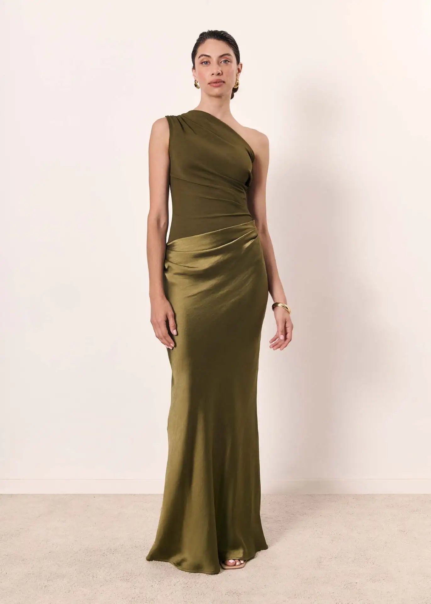 Amber - One-shoulder satin maxi dress