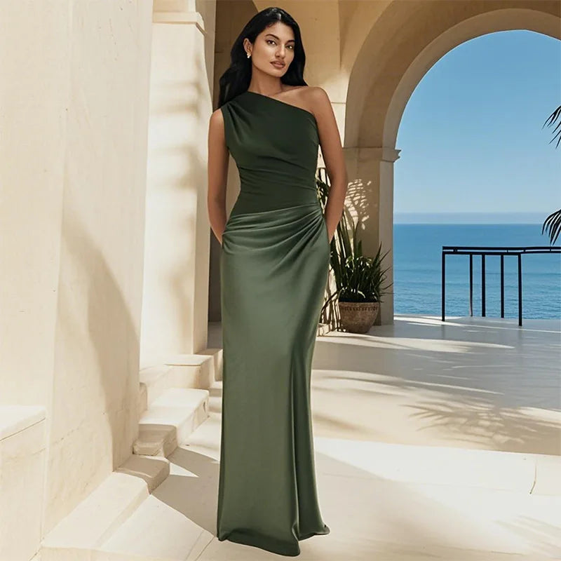 Amber - One-shoulder satin maxi dress