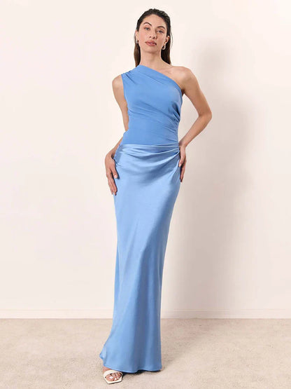 Amber - One-shoulder satin maxi dress