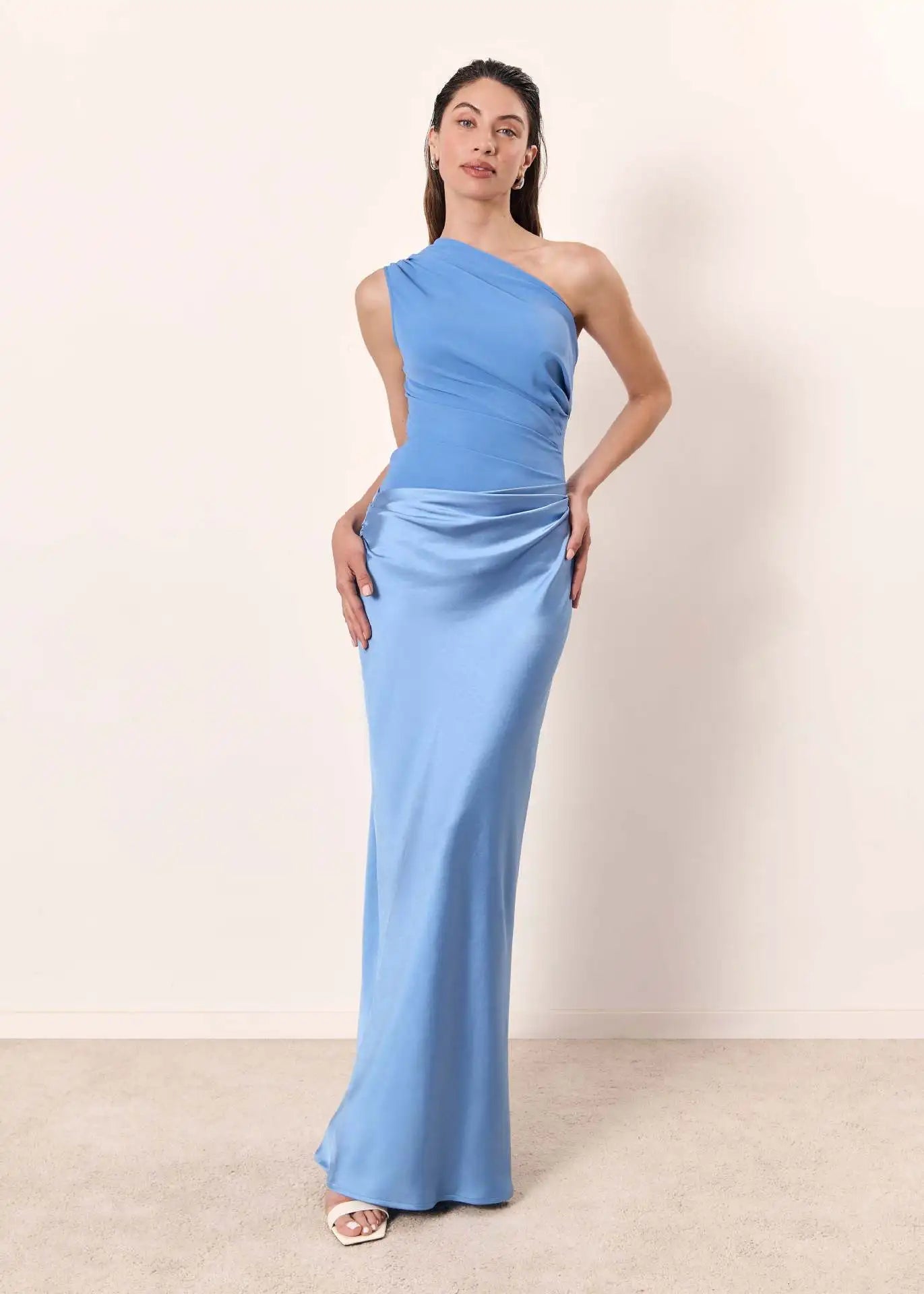 Amber - One-shoulder satin maxi dress
