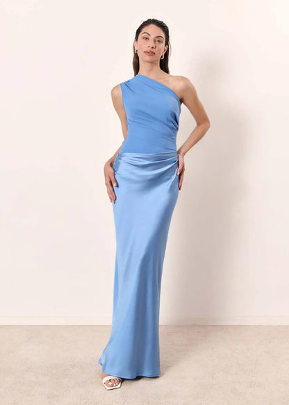 Amber - One-shoulder satin maxi dress