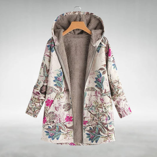 Fleur | Floral Hooded Fleece Coat