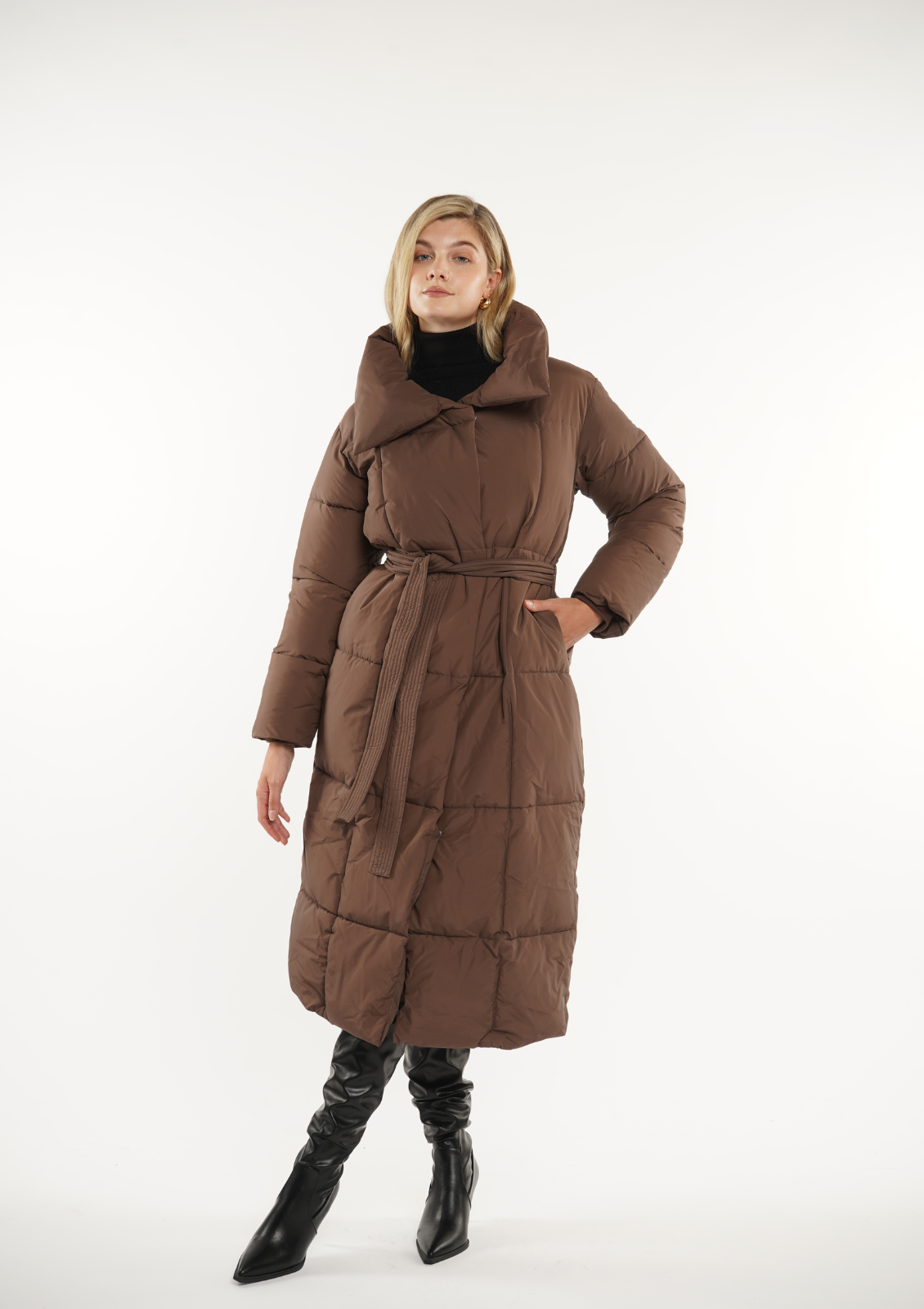 BLAIRE | EXTRA LONG LENGTH BULETED BUTTON PUFFER JACKET