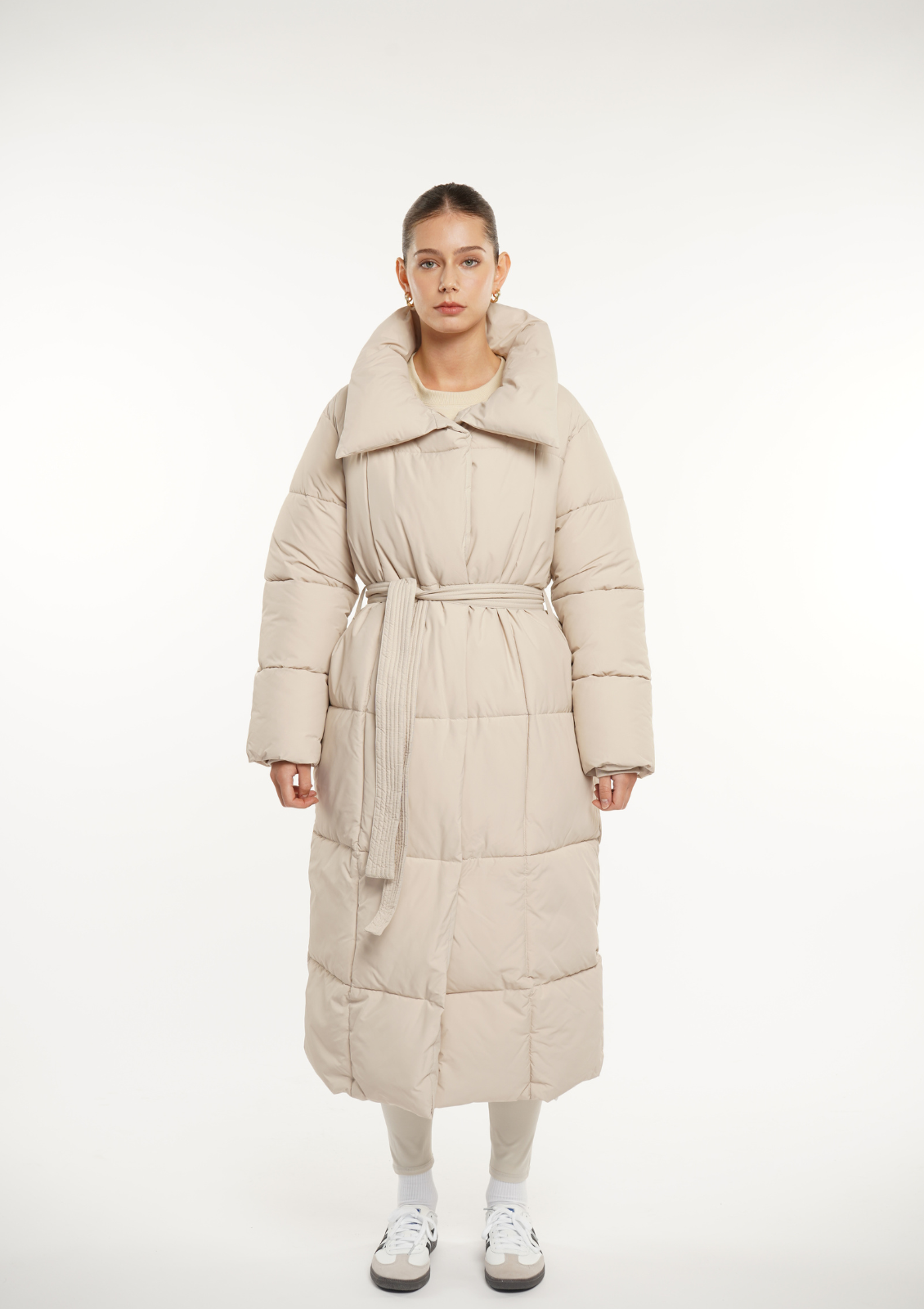 BLAIRE | EXTRA LONG LENGTH BULETED BUTTON PUFFER JACKET