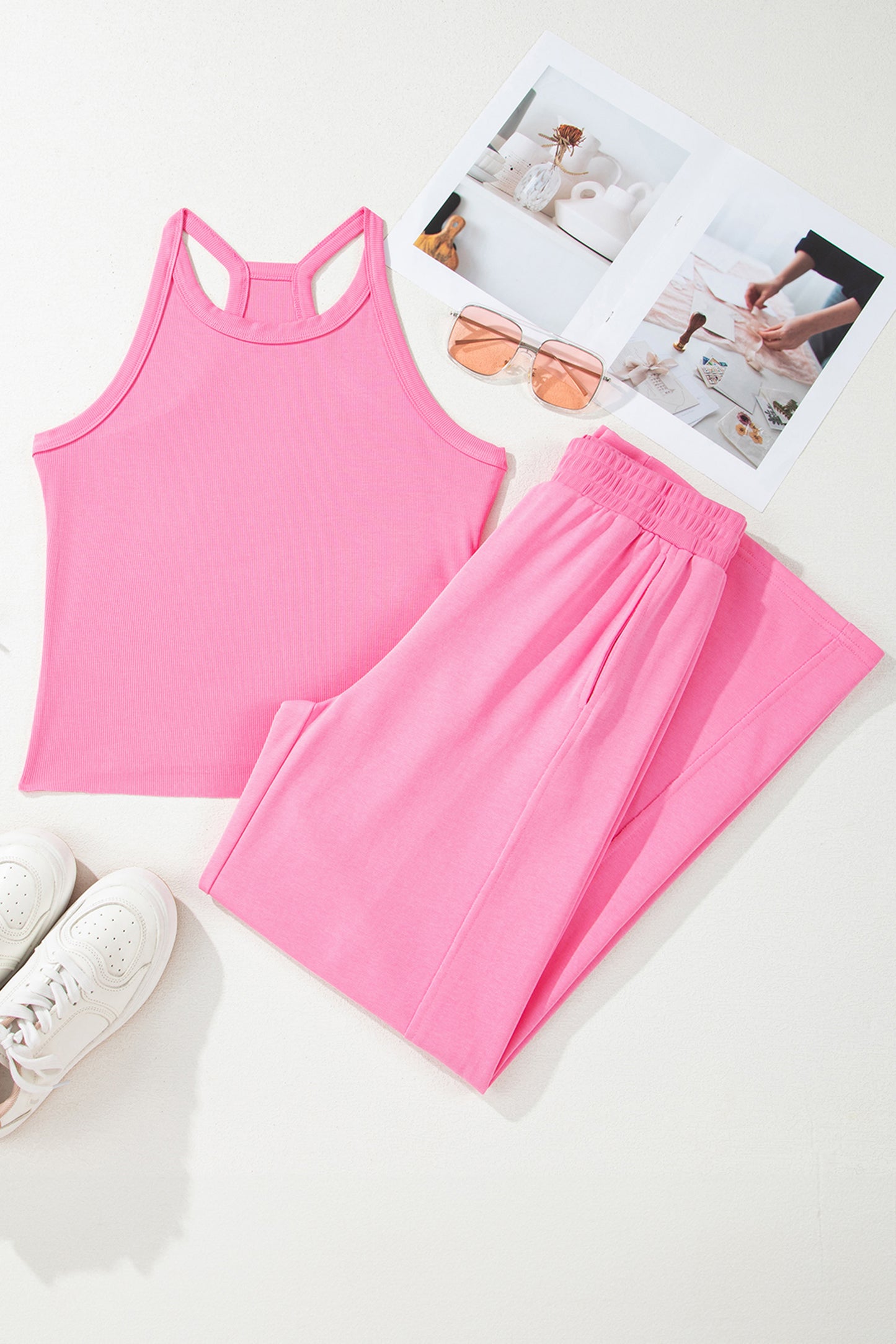 Ribbed Tank Top and Sweatpants Set