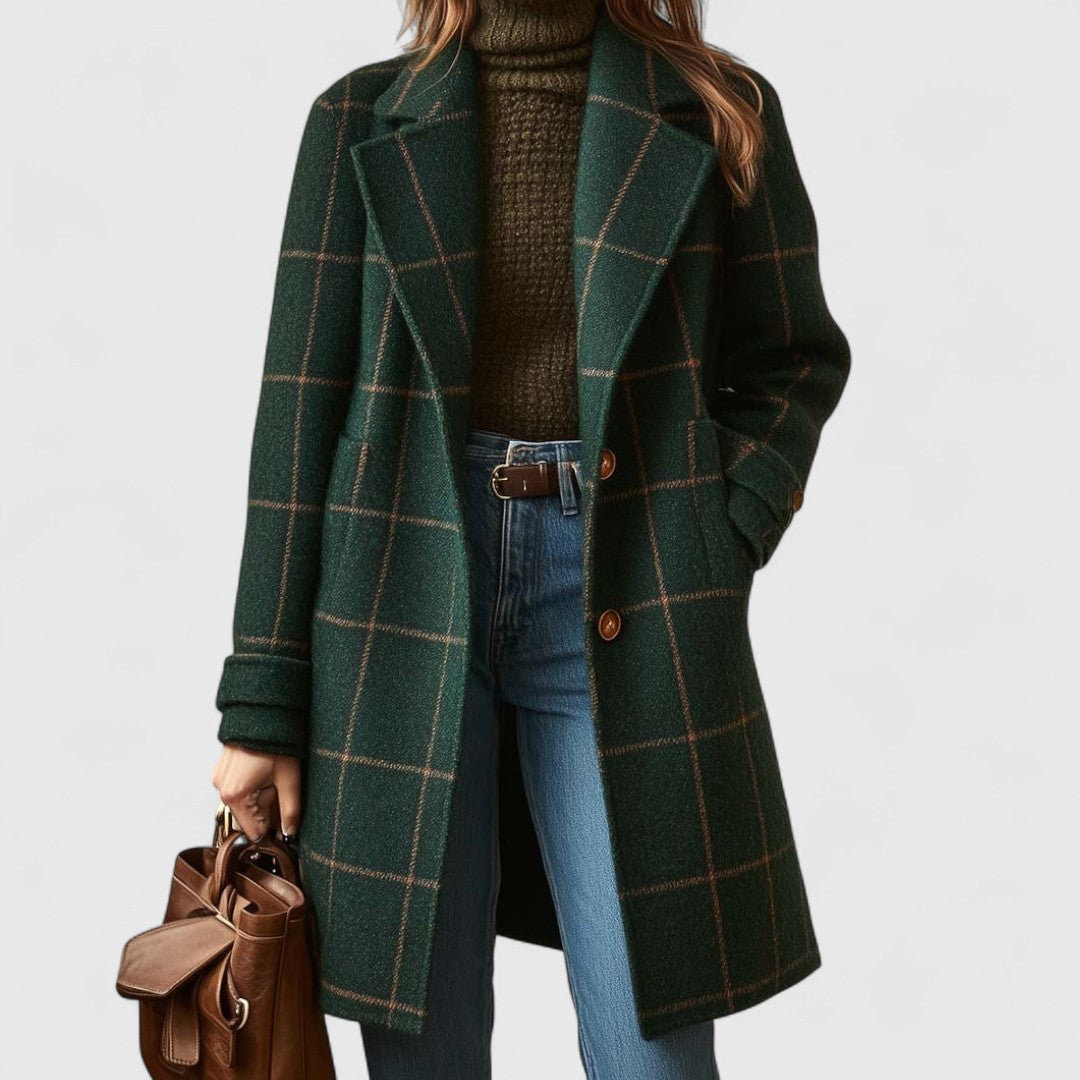 Elena | Modern Check Wool Coat