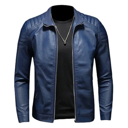 Stand Collar Leather Jacket