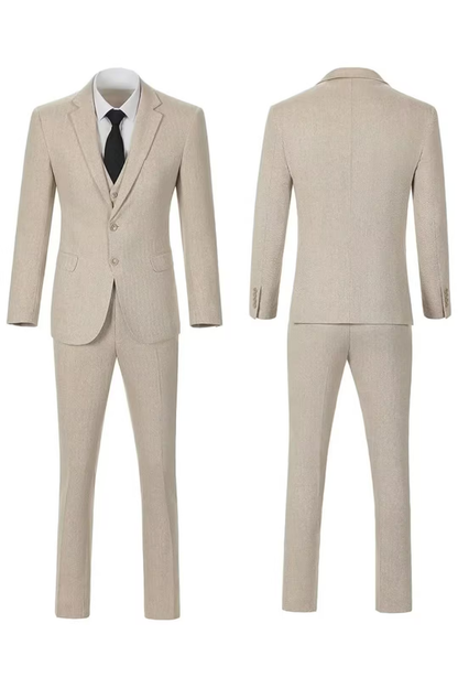 Men's Retro Tweed Herringbone 3 Piece Suit