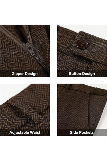 Men's Retro Tweed Herringbone 3 Piece Suit