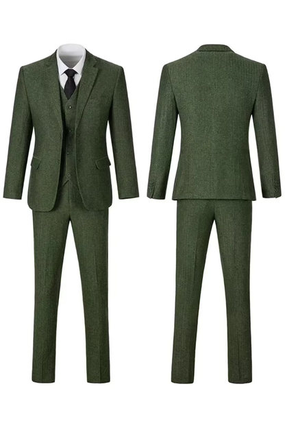 Men's Retro Tweed Herringbone 3 Piece Suit