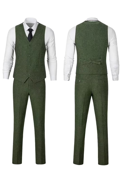 Men's Retro Tweed Herringbone 3 Piece Suit