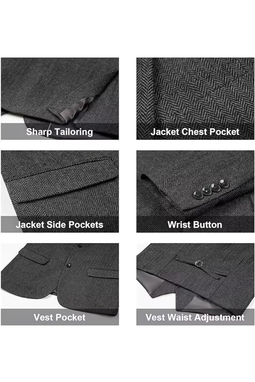 Men's Retro Tweed Herringbone 3 Piece Suit